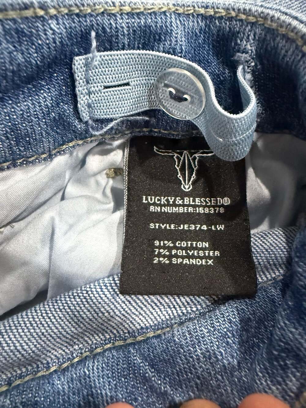 Lucky & Blessed 6 Boyfriend Jeans Light Wash Rhinestone Crystal Cuff Y2K Western - Picture 5 of 9